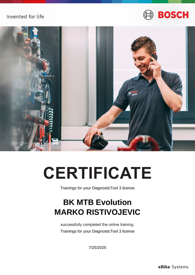 Bosch certifikat za DiagnosticTool 3 - Marko Ristivojević