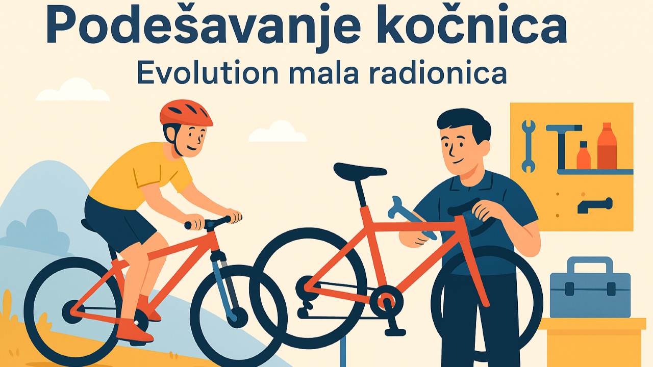 Mehaničar za bicikle podešava hidraulične kočnice u radionici