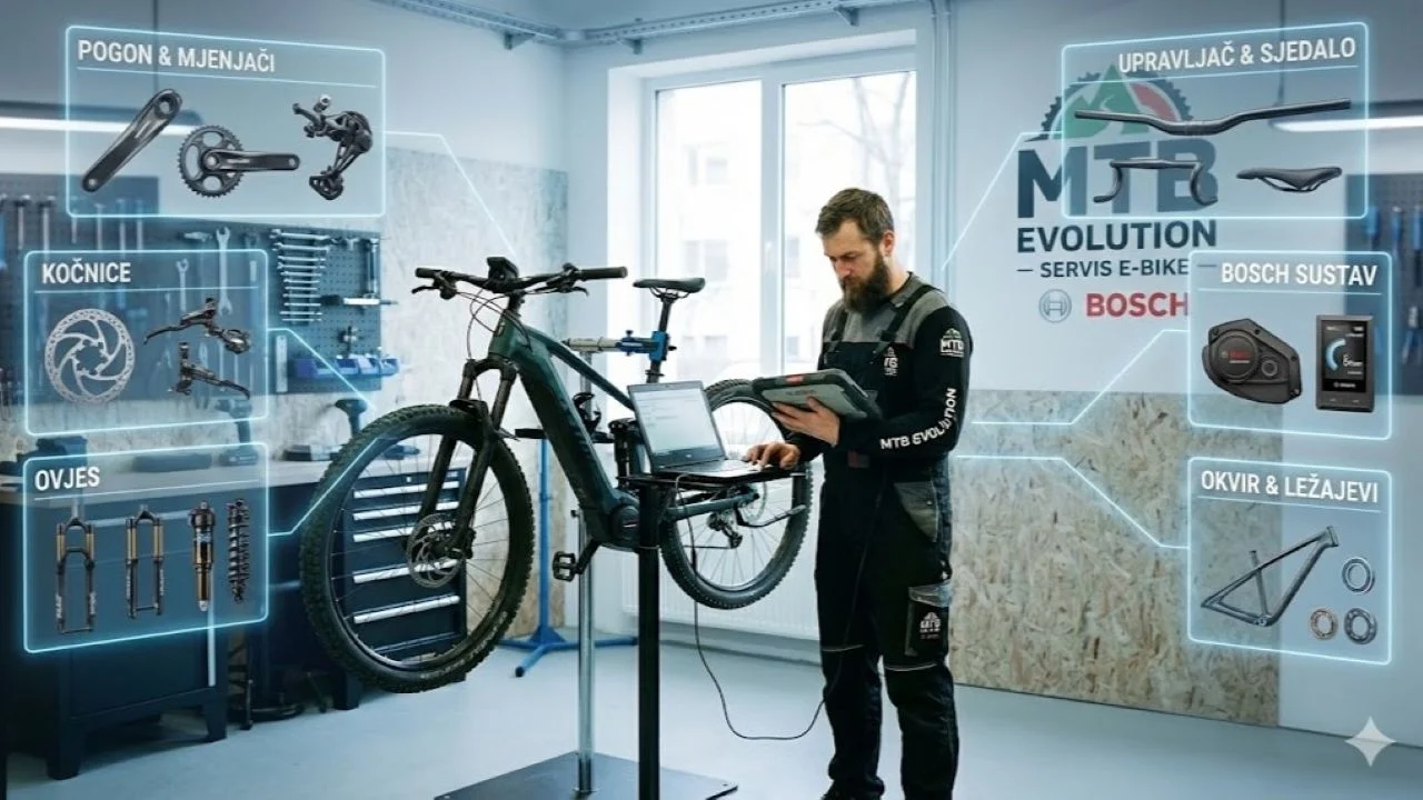 Majstor radi dijagnostiku Bosch motora na e-biciklu