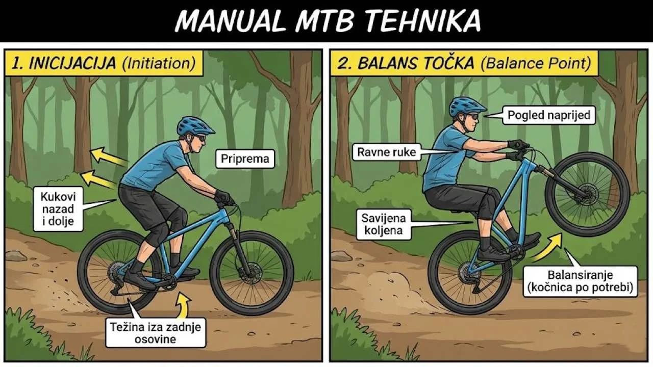 MTB Manual tehnika - Vožnja na zadnjem točku bez pedaliranja
