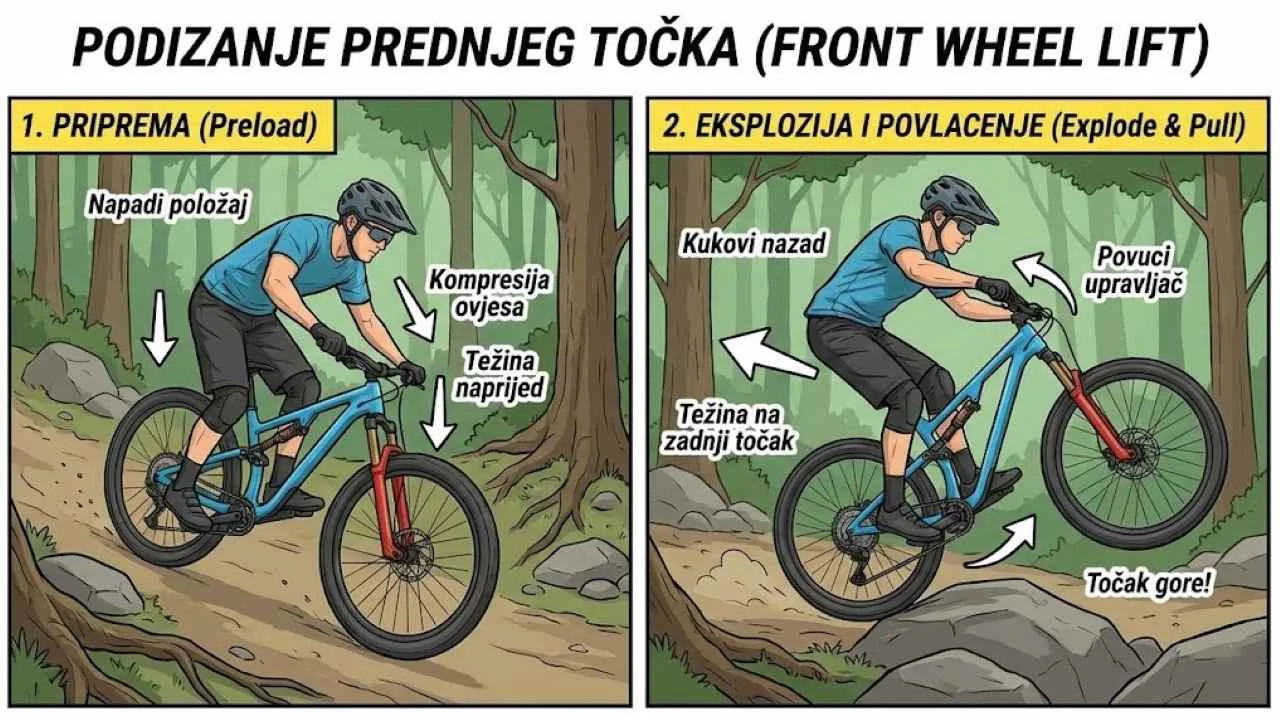 Podizanje prednjeg točka - Front Wheel Lift tehnika na biciklu