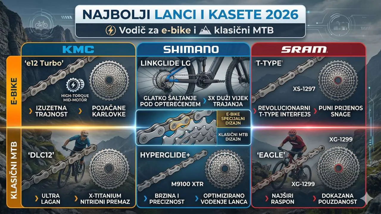 Najbolji lanci i kasete 2026: Vodič za e-bike i klasični MTB