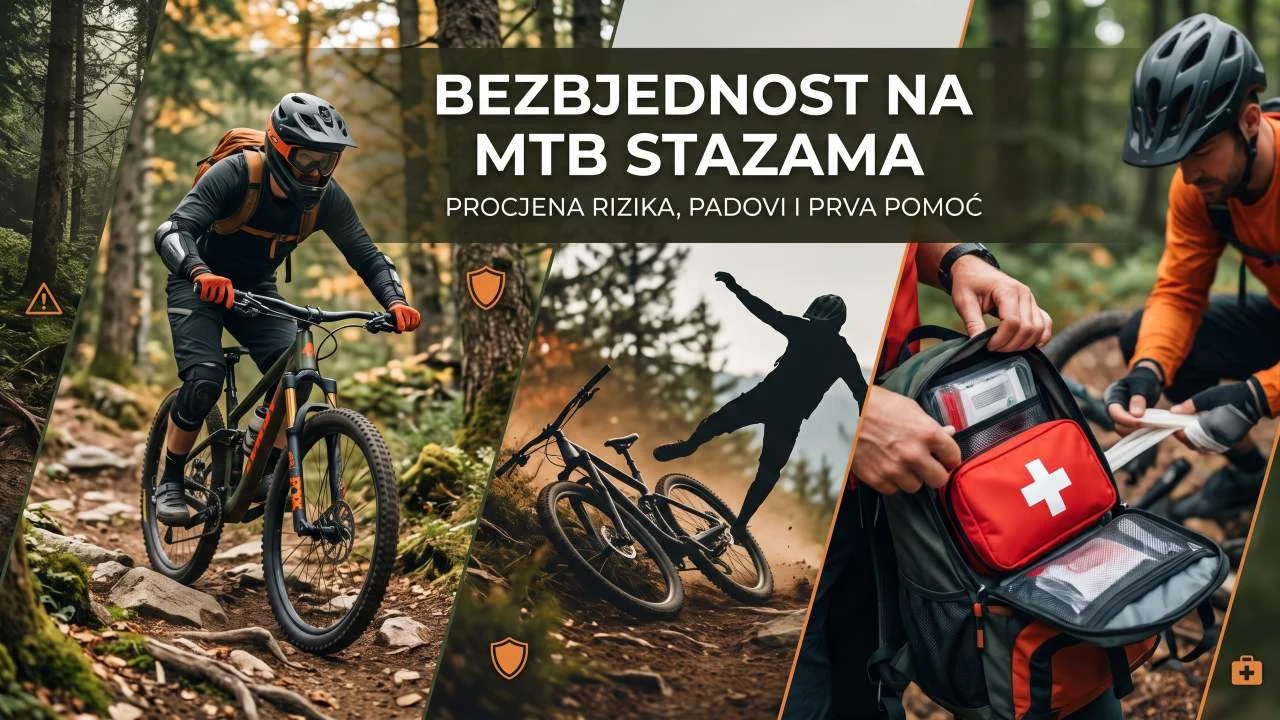 Bezbjednost na MTB stazama: procjena rizika, padovi i prva pomoć na trailu