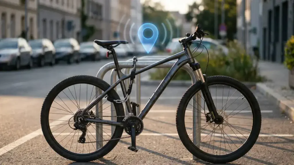 GPS lokator za bicikl: MTB bicikl zaključan na parkingu šalje signal lokacije